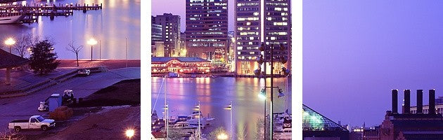 "Inner Harbor Baltimore MD" Canvas Art, 36"x12"x1.25"