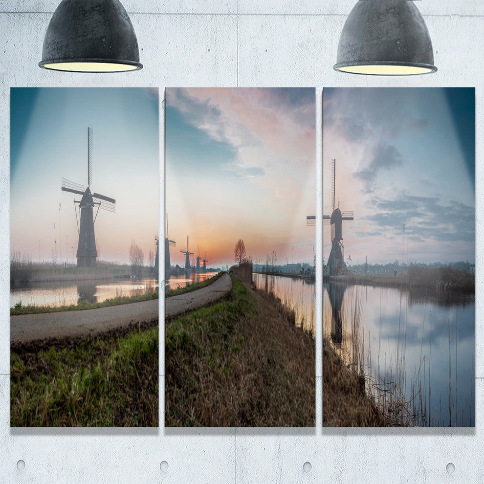 "Kinderijk Holland Panorama" Metal Wall Art, 3 Panels, 36"x28"