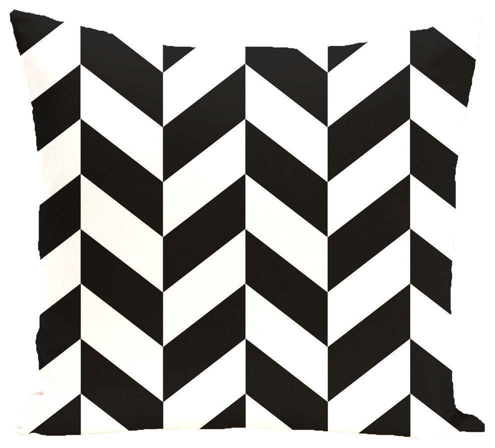 Zigzag Jag Geometric Print Pillow, Black, 20"x20"