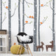 Birch Tree with Bird and Deer Wall Decals, Scheme B, Large