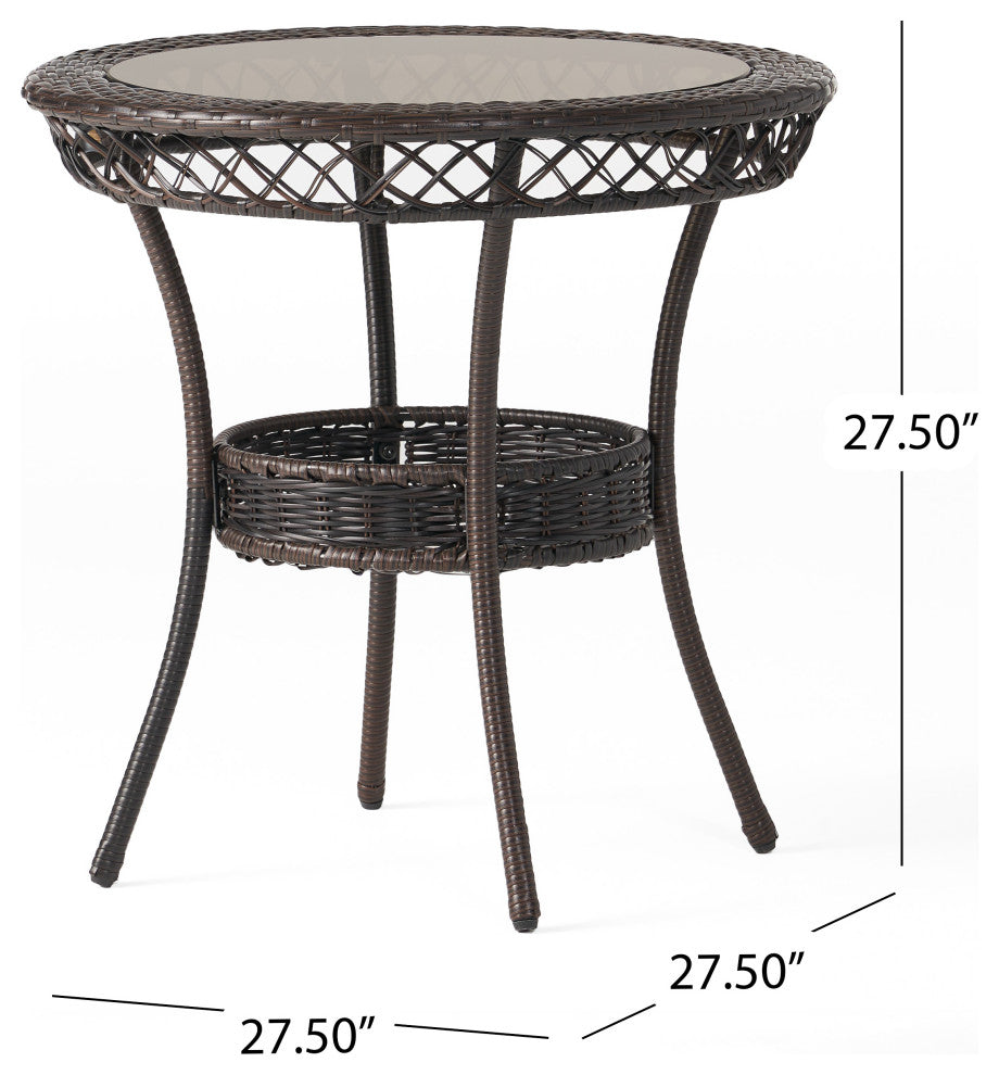 GDF Studio 3-Piece Malibu Brown Wicker Bistro Set