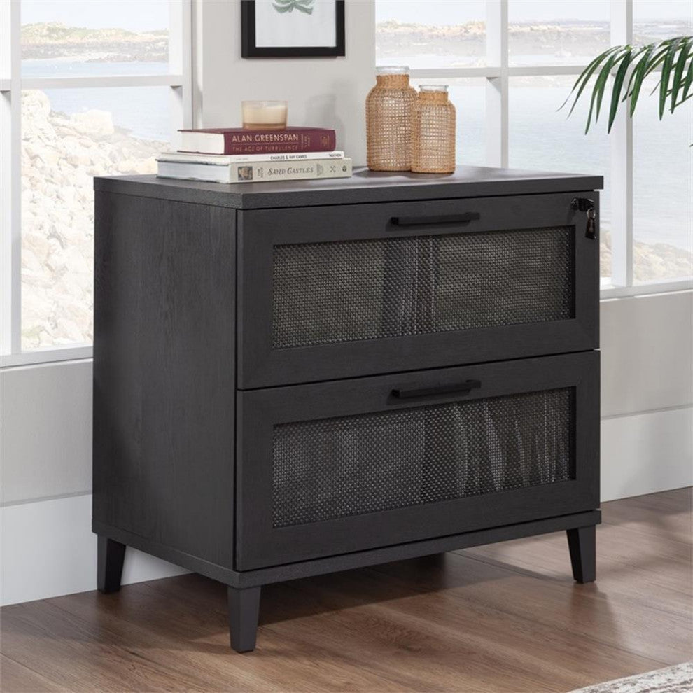 Sauder Tiffin Line 2-Drawer Engineered Wood Lateral File Cabinet in Raven Oak