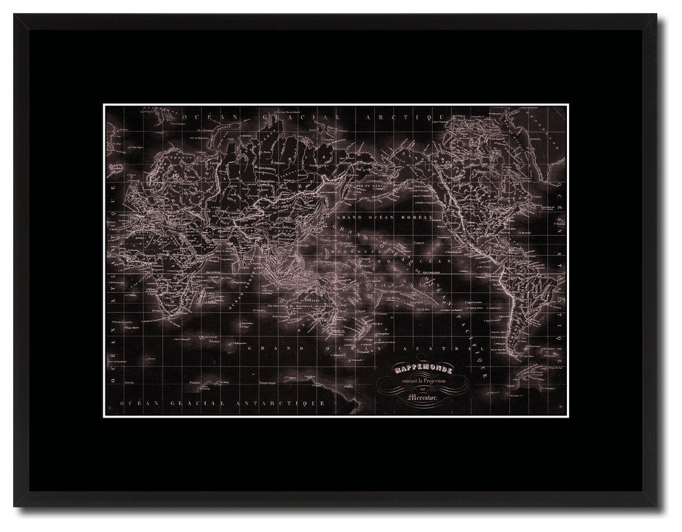 World Vintage Vivid Sepia Map Canvas, 16"x21"