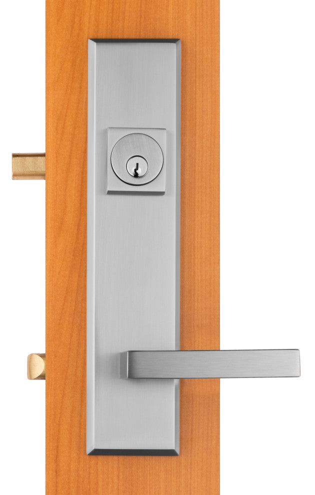 Times Square Entry Door Lock Handleset With Delta lever, Brushed Nickel