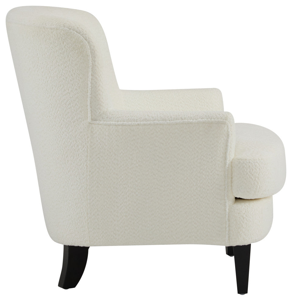 Gerald Boucle Upholstered Club Chair and Ottoman Set, Off White