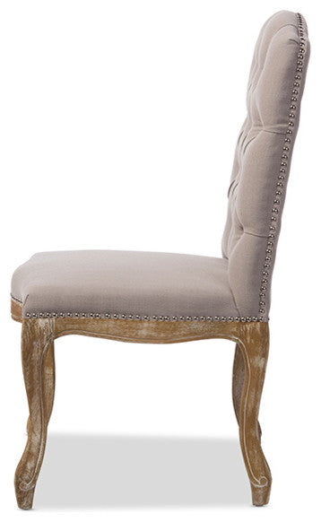 Hudson Beige Fabric Button-Tufted Upholstered Dining Chair