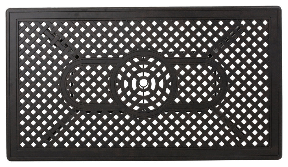 GDF Studio 7-Piece Fonzo Outdoor Bronze Cast Aluminum Rectangular Dining Set