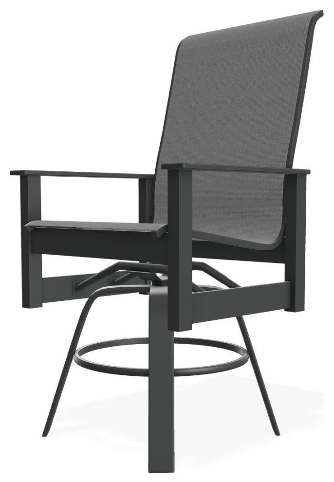 Leeward Sling Balcony Height Outdoor Swivel Armchair, Titanium/Graphite