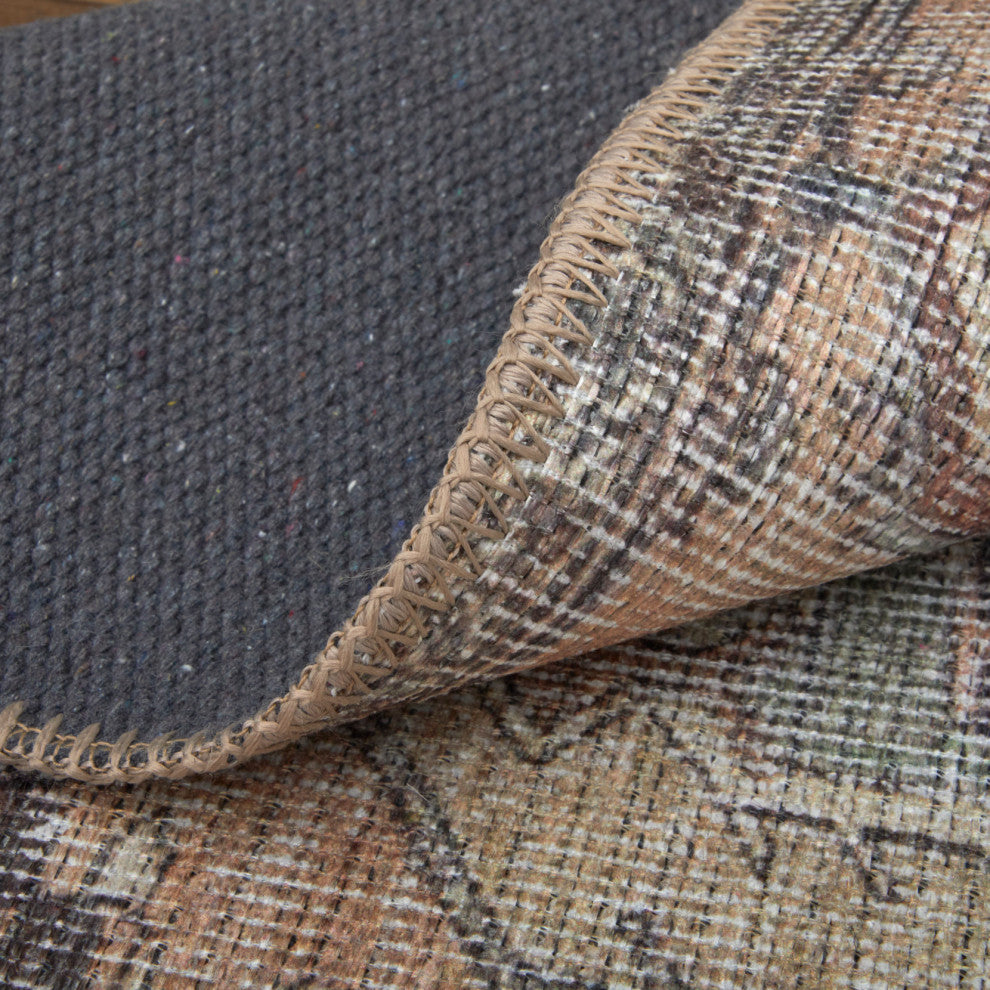 Weave & Wander Prescott Machine Washable Area Rug, Brown/Rust, 4'x6'