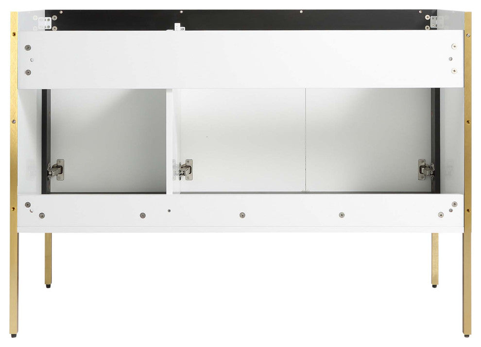 Oakville Bath Vanity, Ceramic Sink, White Matte, 48 Inch, Satin Brass Hardware