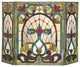 RUBY Tiffany-glass 3pcs Folding Victorian Fireplace Screen 44inches Wide