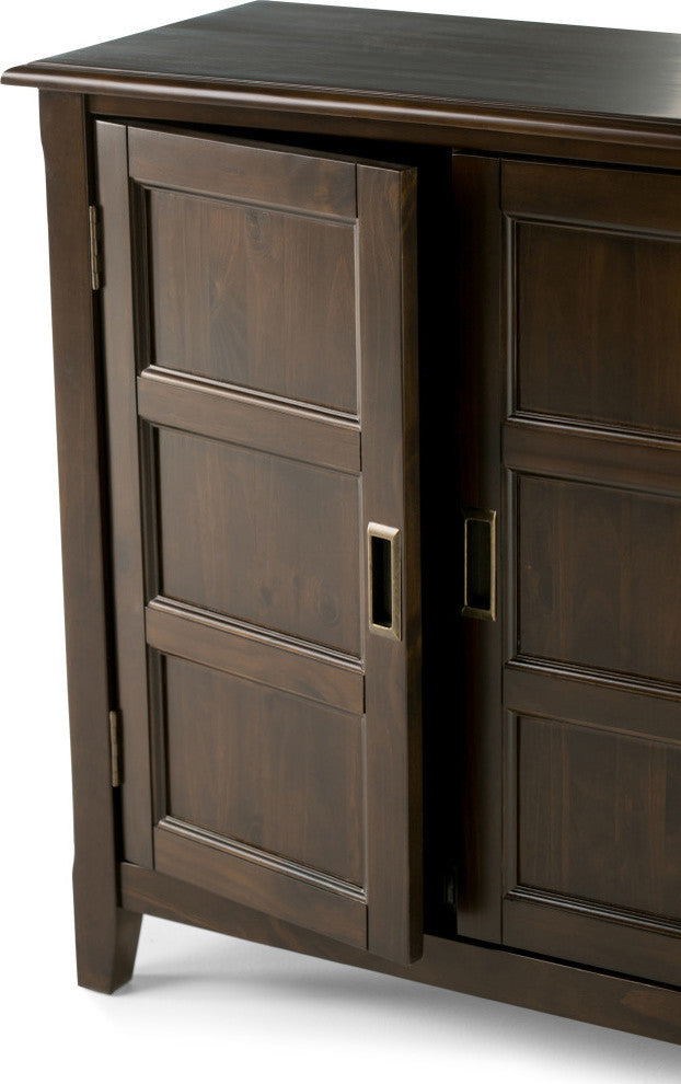 Burlington Solid Wood Low Storage Cabinet, Mahogany Brown