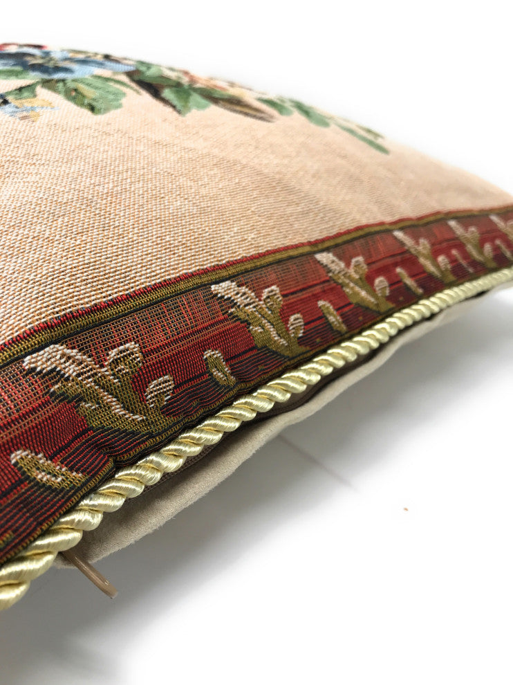 Decorative Tapestry Festive Red Yuletide Blooms Cushion Cover, 2-Piece