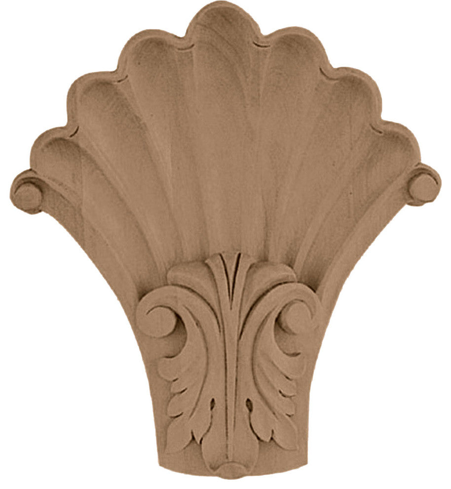 5 1/4"W x 2"D x 6 1/2"H Medium Acanthus in Shell Corbel, Cherry