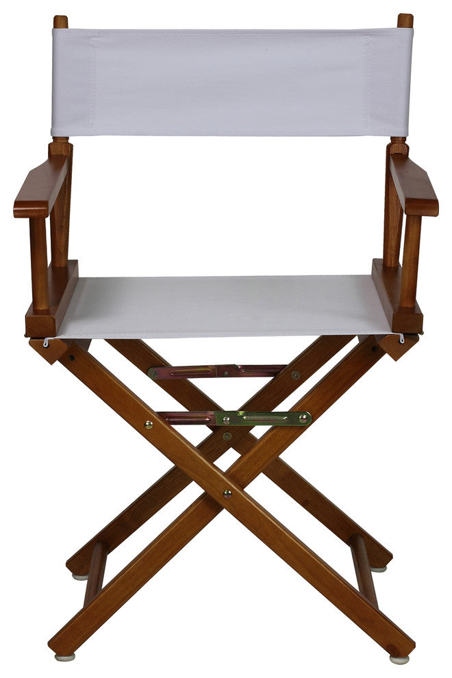 018" Director's Chair Honey Oak Frame-White Canvas