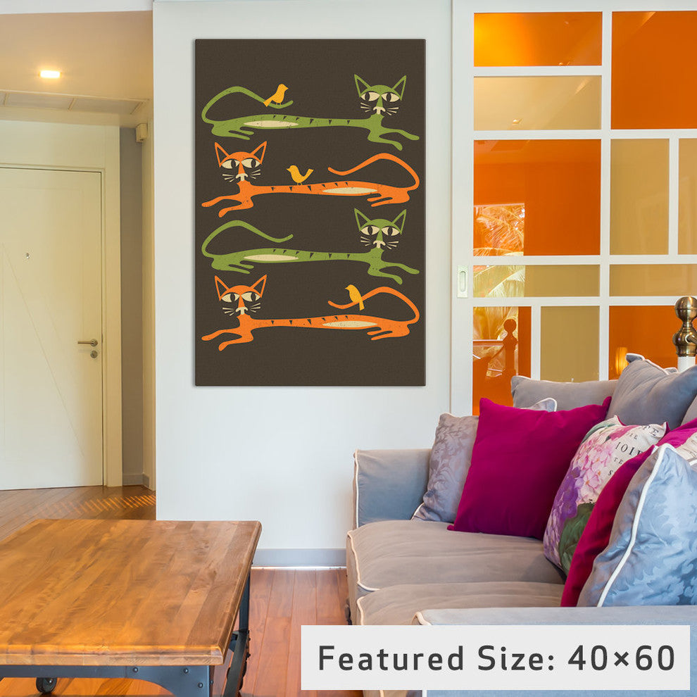 "Birds On A Cat" by Jazzberry Blue, 40x26x1.5, 1-Piece