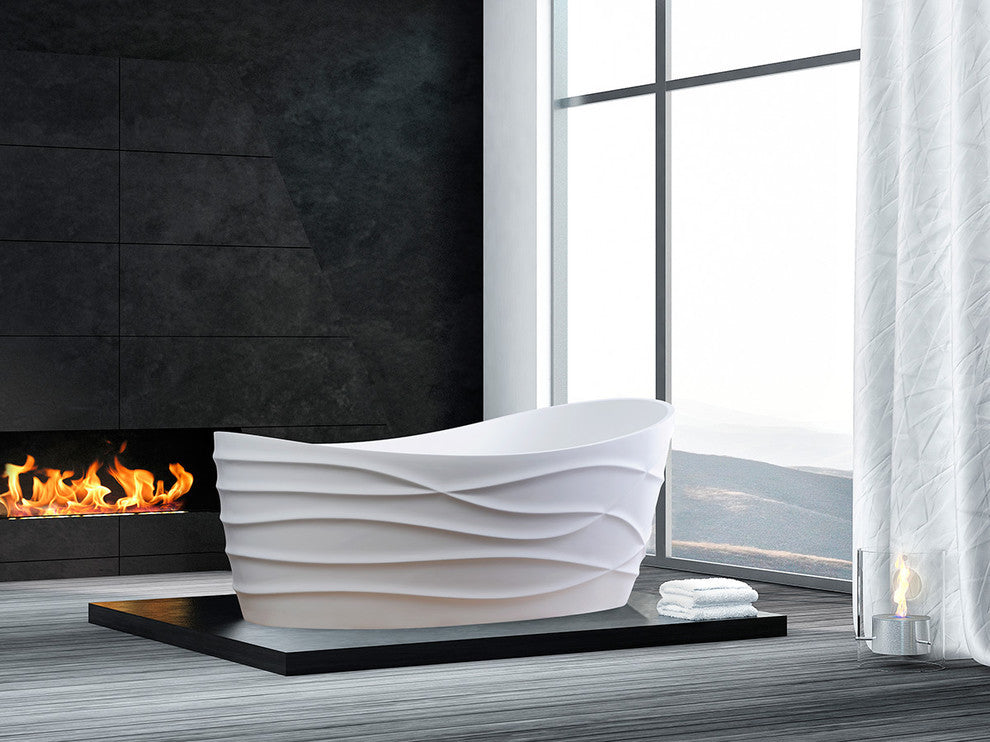 Dune II Dimensional Freestanding Soaker Tub, Matte White