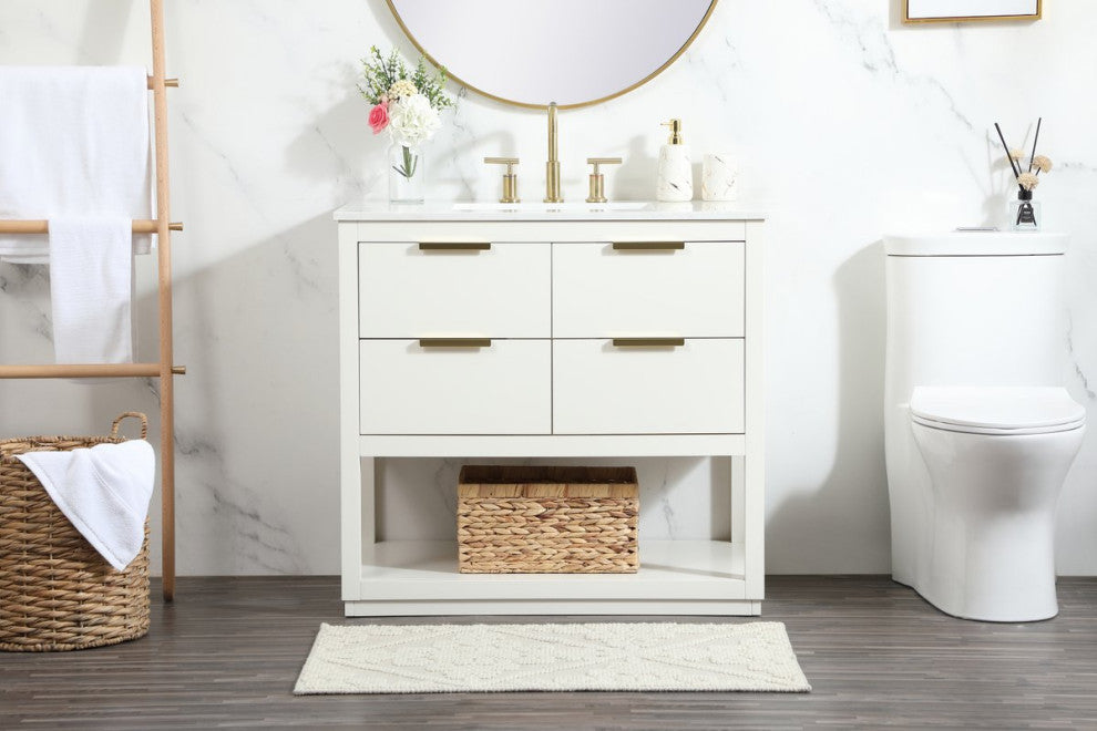 Louie 36" Single Bathroom Vanity, White
