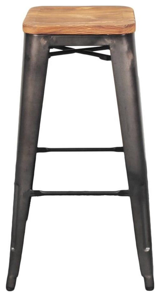 Pemberly Row 30" Backless Bar Stool in Gray/Silver (Set of 4)