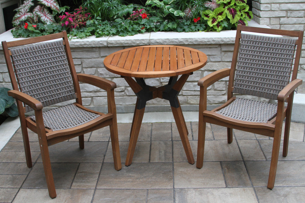 Stacking Gray Wicker and Eucalyptus Armchair