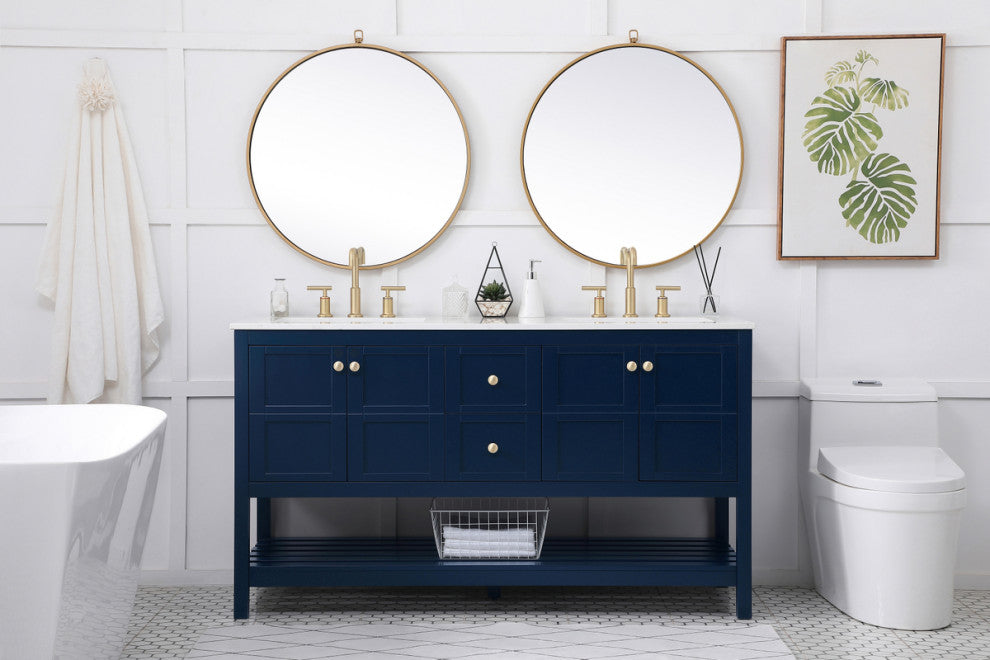 Tucker Blue 60" Double Sink Bathroom Vanity