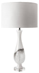 Nuloom 30" Marbleized Vase Linen Shade Crystal and Glass Off White Table Lamp