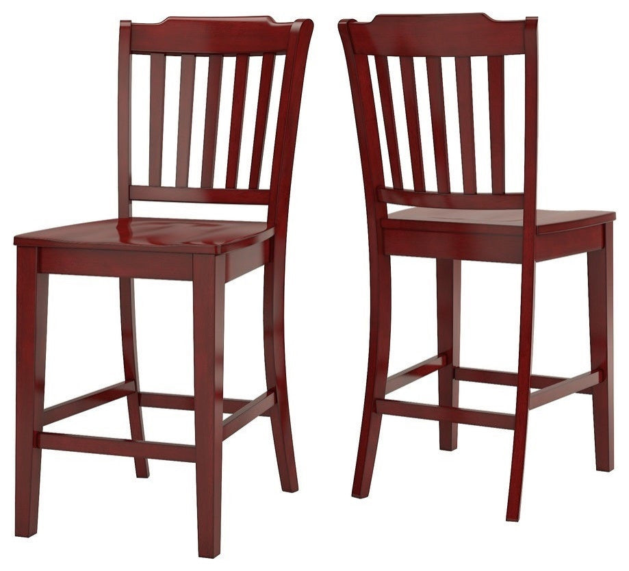 Arbor Hill Slat Back Counter Chair, Set of 2, Berry Red