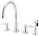 Polished Chrome 8" Deck Mount Kitchen Faucet with Brass Sprayer KS2791GLBS