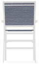 Bazza Sling Balcony Height Stackable Outdoor Stool, Augustine Denim/Snow
