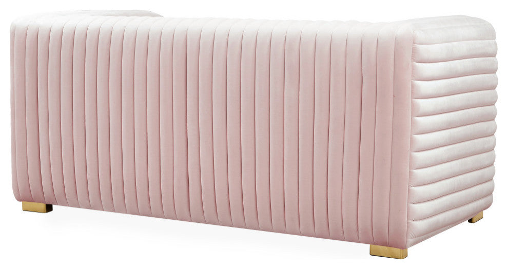 Ravish Velvet Upholstered Chair, Pink, Loveseat