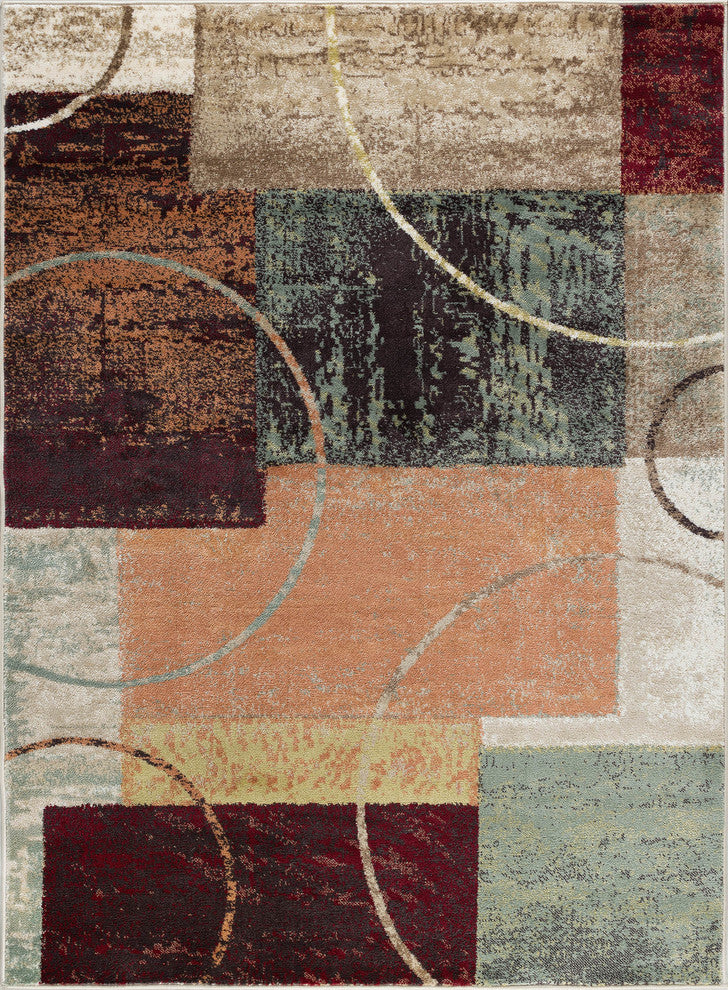 Conner Contemporary Abstract Area Rug, Multicolor, 5'x7'
