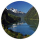 Calm Clear Lake With Mountains, Landscape Art Round Wall Art, 23"