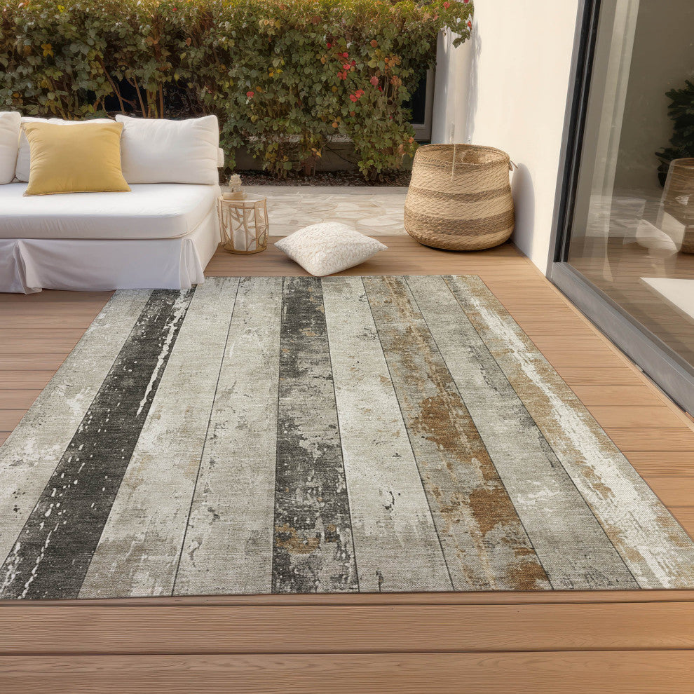Machine Washable Indoor/Outdoor Chantille ACN1868 Beige 8' x 10' Rug