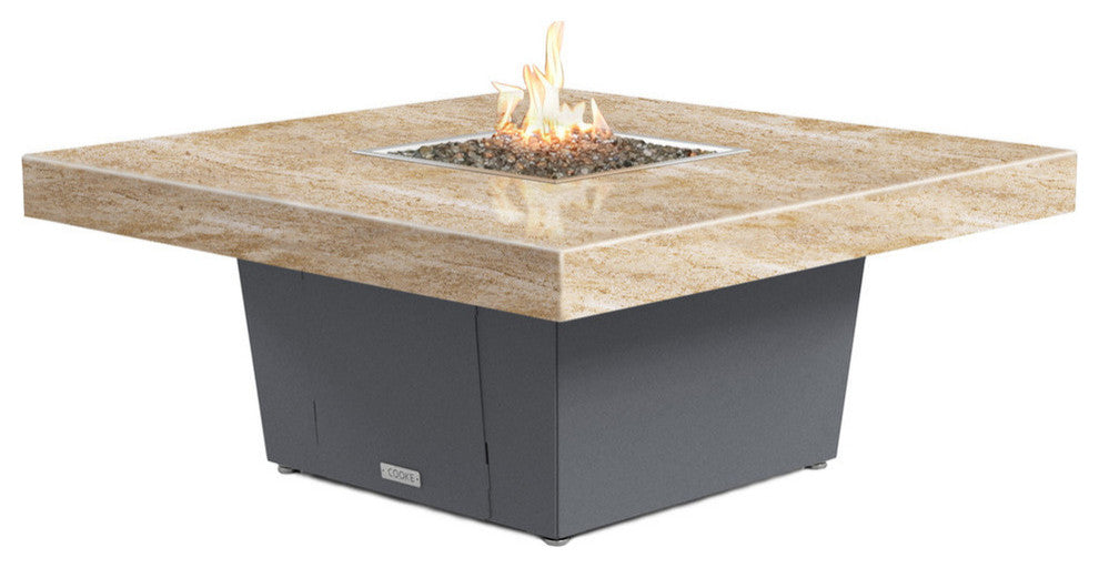 Square Fire Pit Table, 48x48, Chat Height, Propane, So Cal Special Top, Gray
