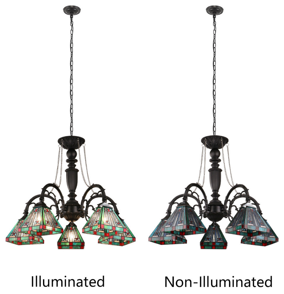 Innes Tiffany 5-Light Mission Large Chandelier 27" Wide