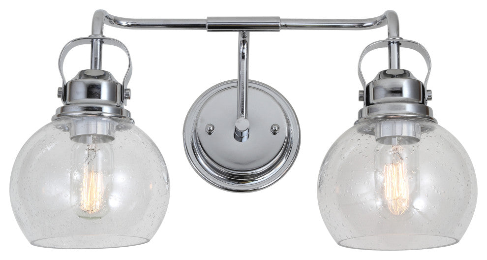 Shirley Metal, Bubbled Glass Vanity Light, Chrome, 2-Light