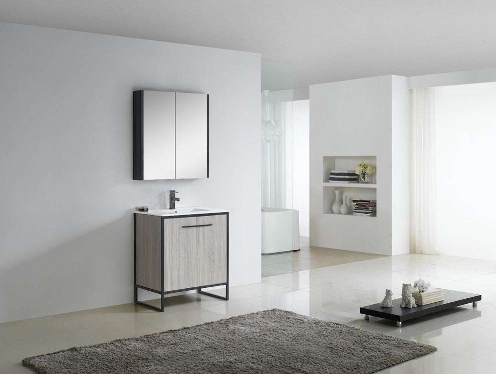 Fine Fixtures, Bathroom Vanity Set, Vireous China Sink Top, Gray Taupe, 30"