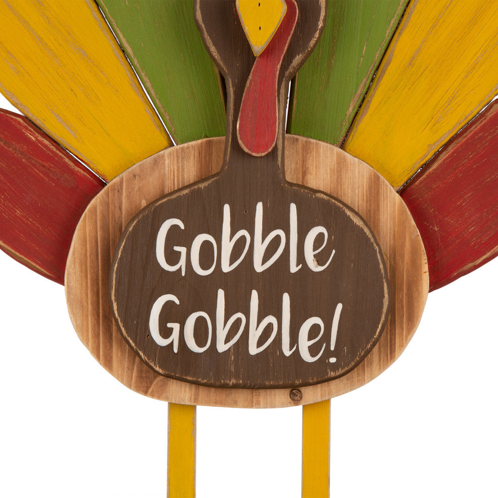 24" Thanksgiving Wooden Turkey Standing Decor