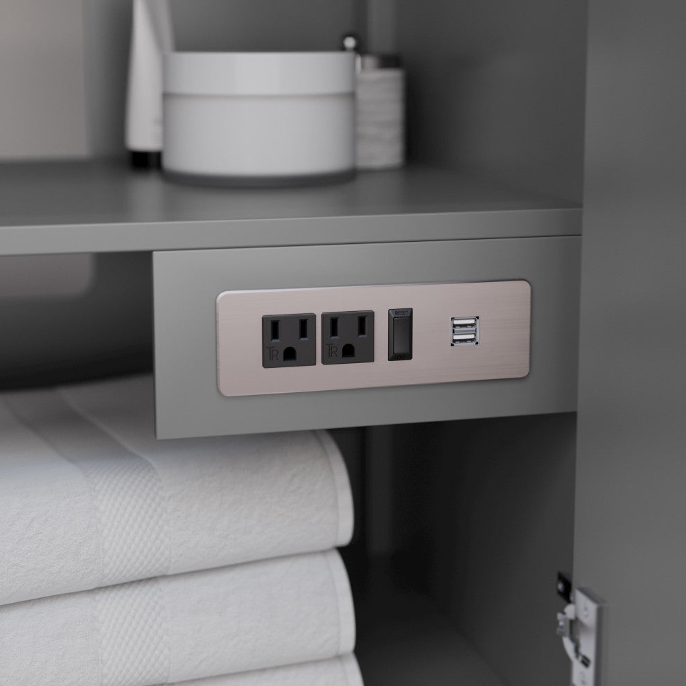 Strada 84" Dark Gray Double Vanity, No Top, No Sink, Nickel Trim