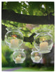 4 LED Lighted Garden Party Hanging Glass Candles Canvas Wall Hanging, 12"