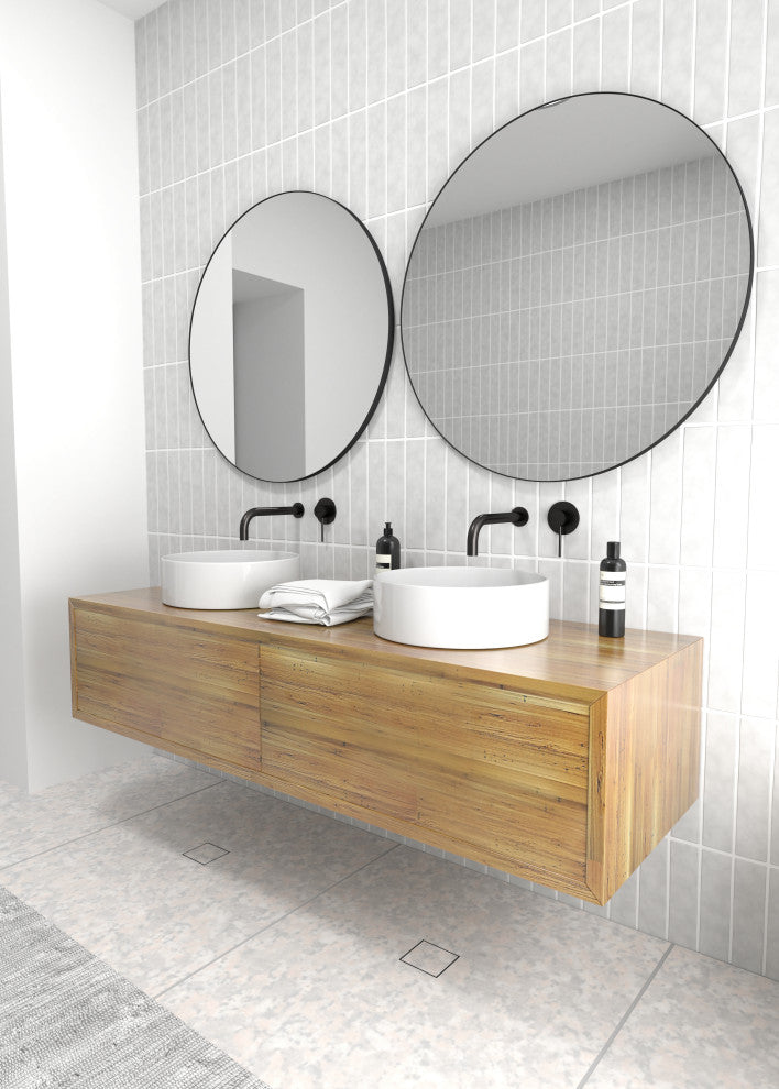 Round Black 32" Stainless Steel Framed Mirror, Black