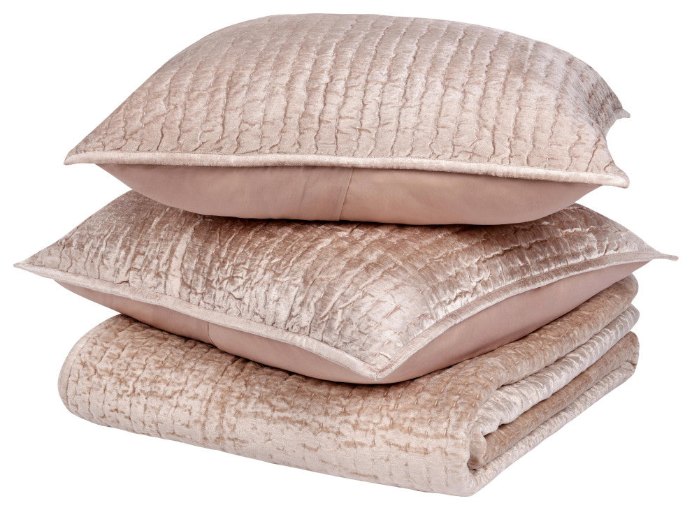 Dimitry Velvet Quilt by Kosas Home, Bliss Pink, King