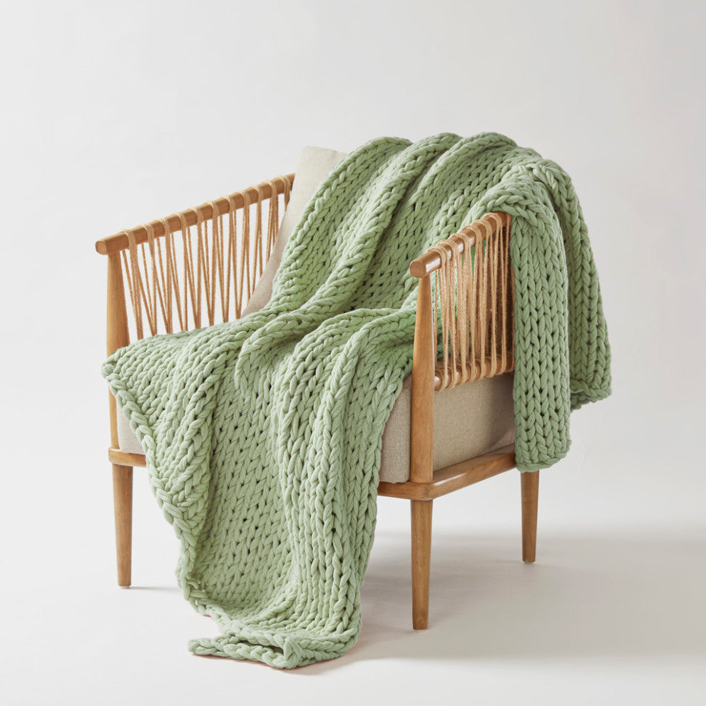Madison Park Chunky Double Knit Hand Made Throw Blanket