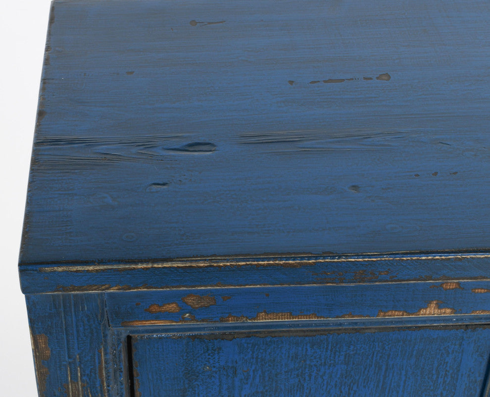 Kosas Home Amherst Reclaimed Pine 4Dr Cabinet, Royal Blue