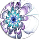 Fractal Flower Light Blue, Floral Digital Art Round Metal Wall Art, 11"