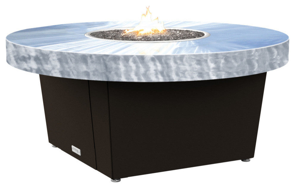 Circular Fire Pit Table, 48", Propane, Brushed Aluminum Top, Bronze