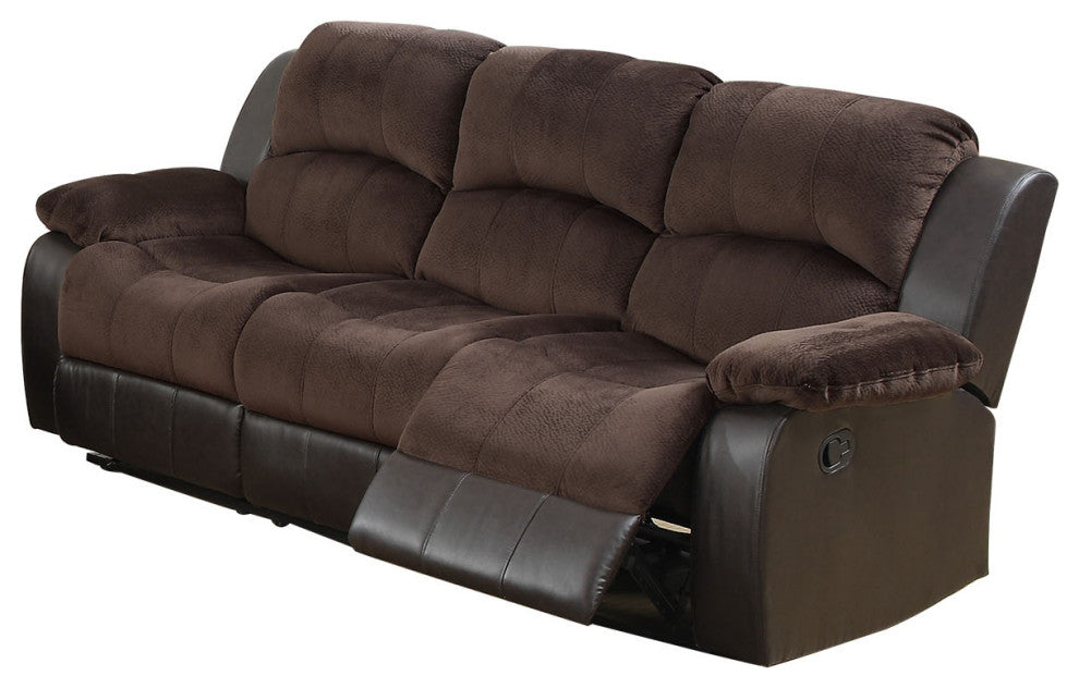 Padded Suede Upholstered Motion Sofa, Chocolate