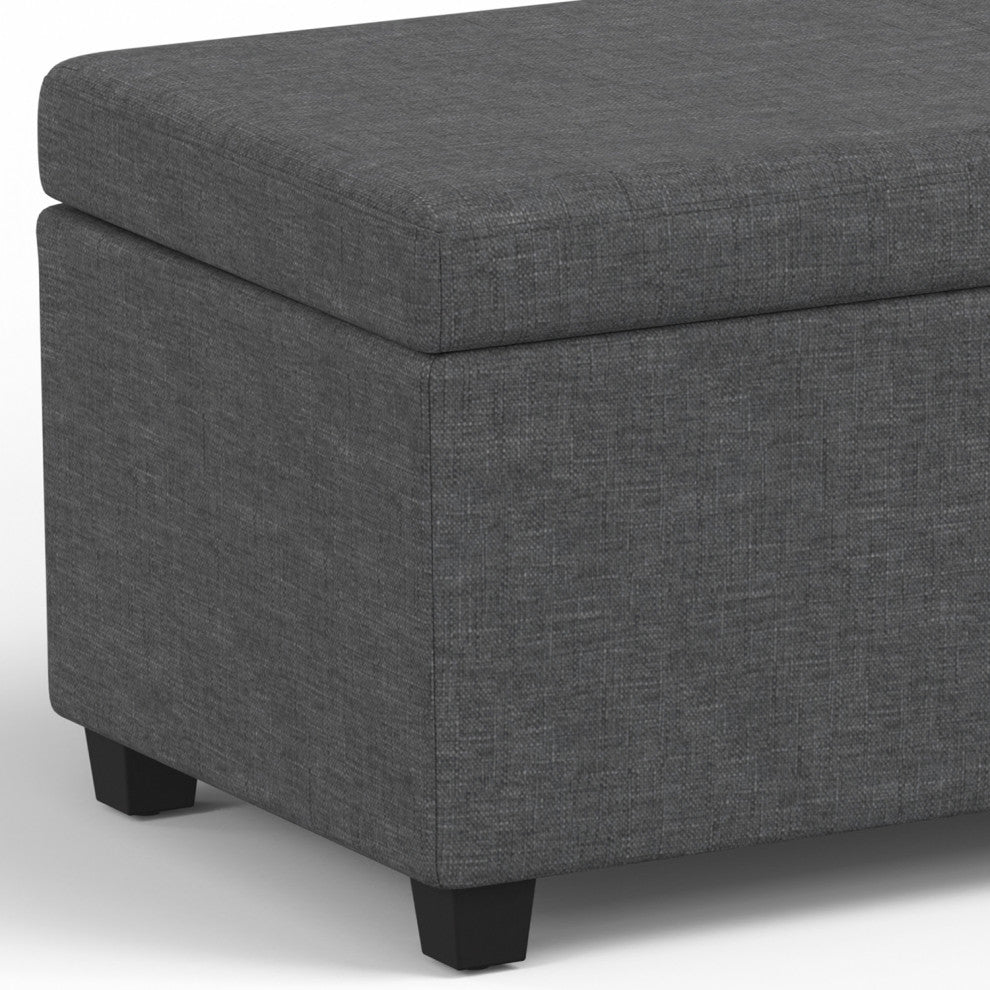 Avalon Extra Large Storage Ottoman Bench, Slate Grey