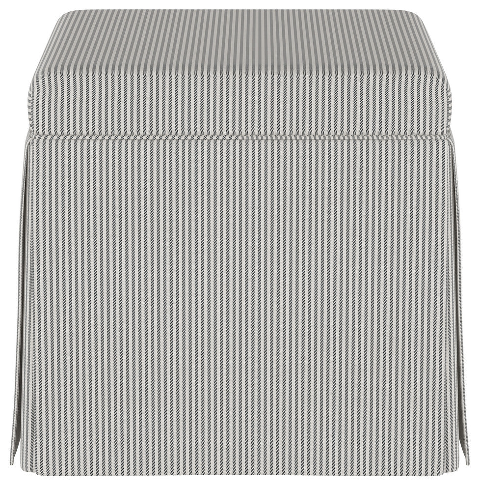 Ivy Skirted Storage Ottoman, Oxford Stripe Charcoal
