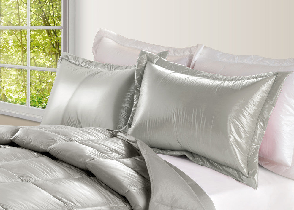 PUFF Water Resistant Nylon Sham 2-PK, Silver, King